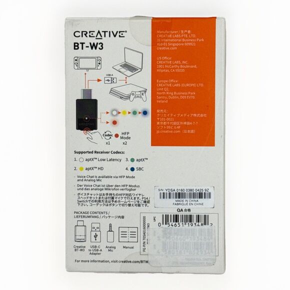 Creative BT‑W3 USB‑C Bluetooth 5.0 Transmitter – aptX LL & HD, Mic, Plug & Play - Picture 7 of 8